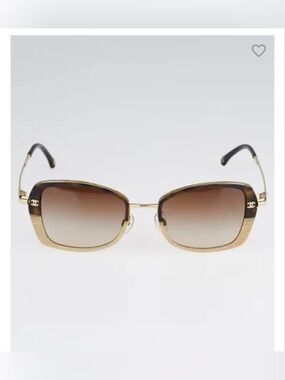 CHANEL Brown Gradient Lenses with Gold Frame Sunglasses